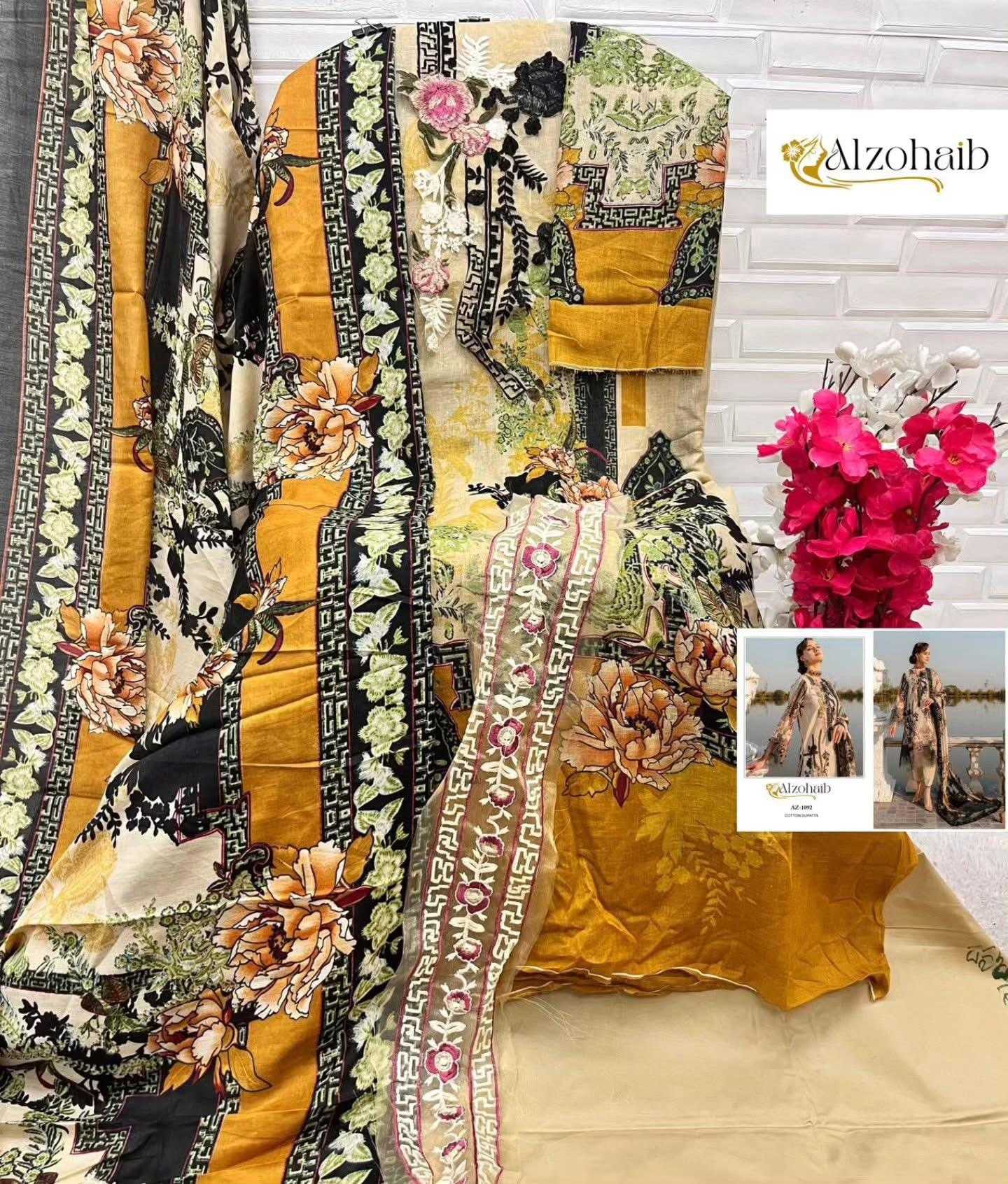 Ynf Pure Cotton KESH444 ALZOHAIB-1092 Suits & Dresses Wedding Collections Festive Collections Wholesale Printed Suits Embroidery Suits Cotton Suits Manufacturer