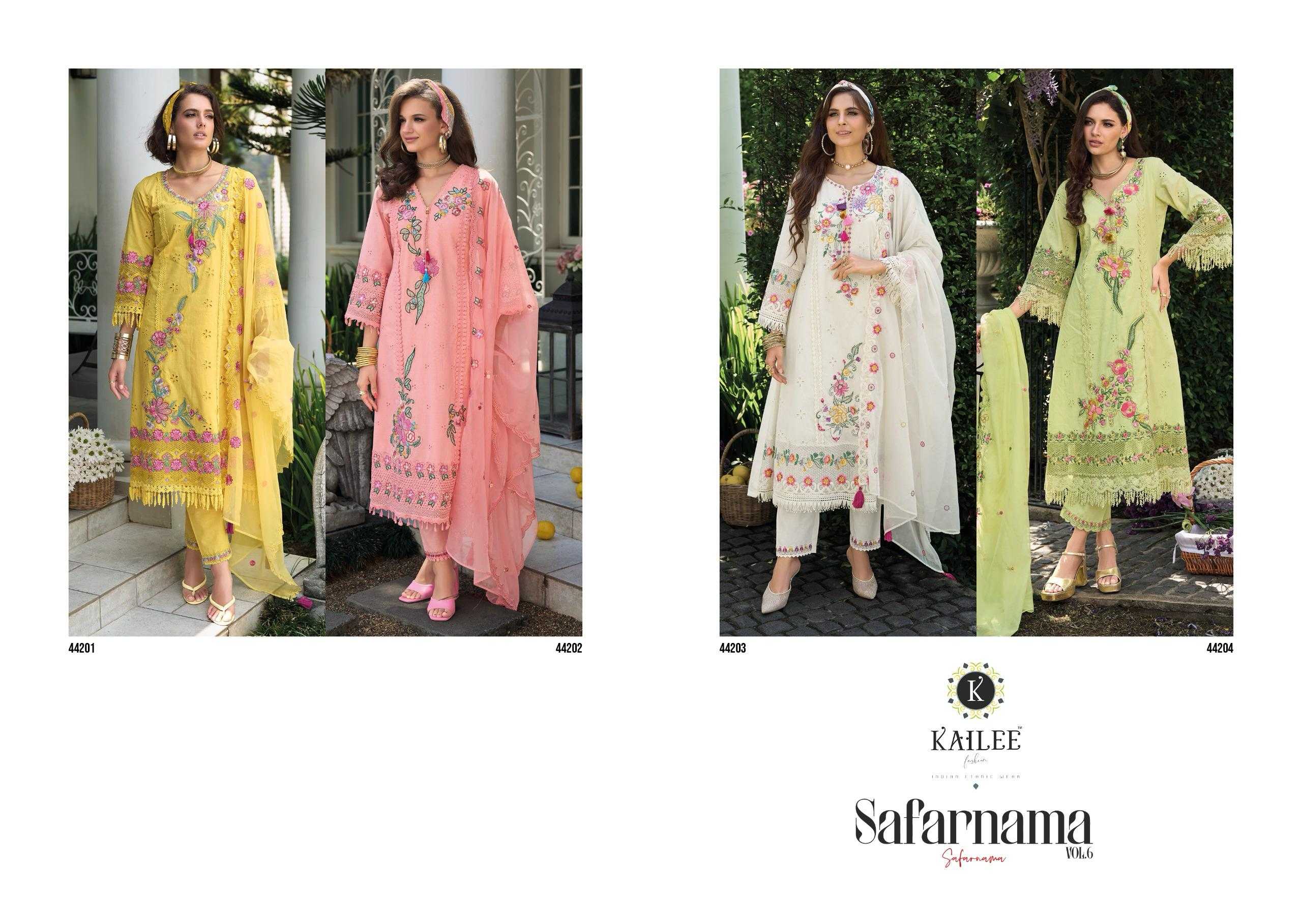 Ynf Pure Cotton RIN190 KAILEE FASHION SAFARANAMA VOL-6 Setwise Collections Wholesale Kurtis Catalogs Manufacturer