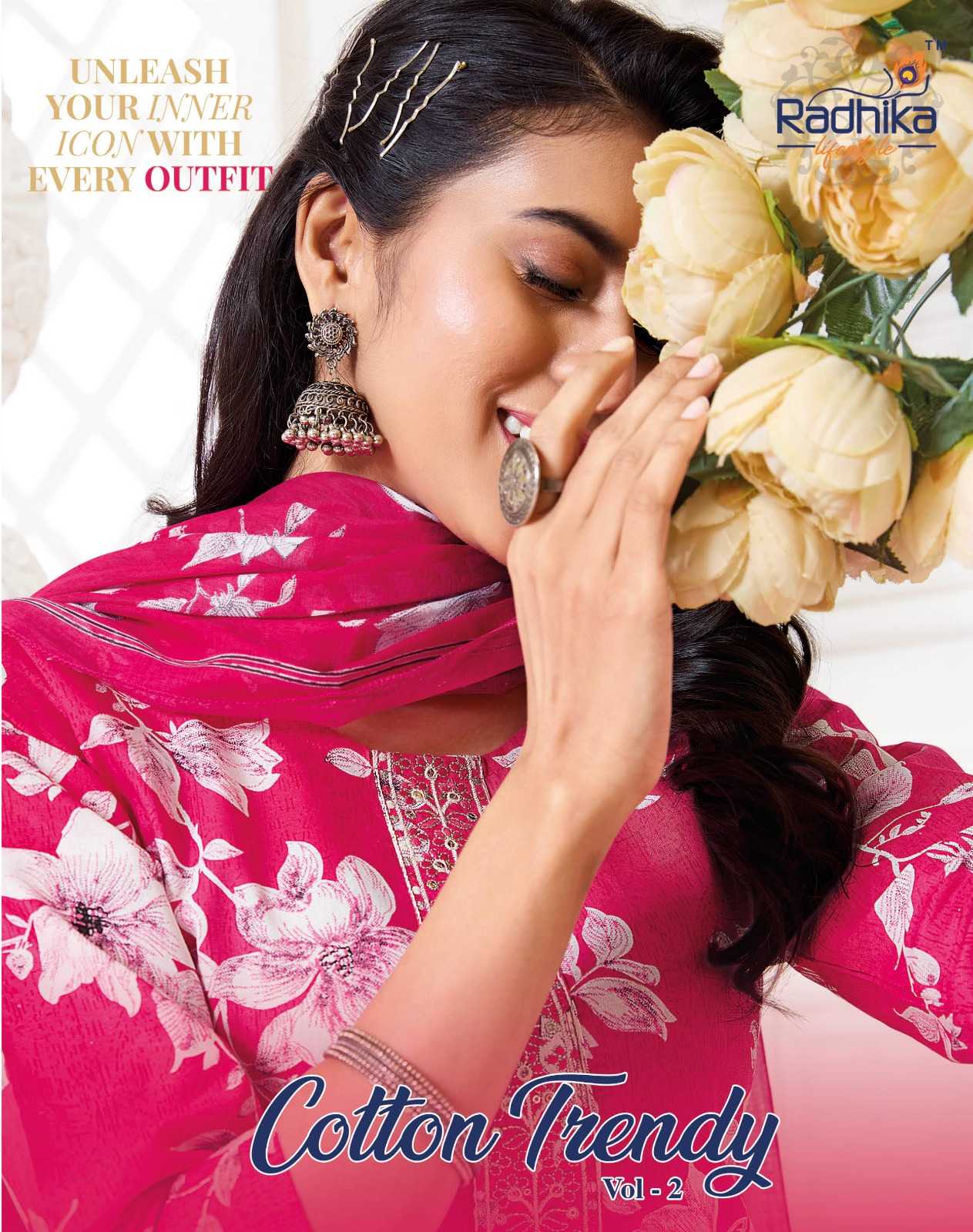 Ynf Pure Cotton RIN190 RADHIKA LIFE STYLE-COTTON TRENDY VOL-2 Setwise Collections Wholesale Kurtis Catalogs Manufacturer