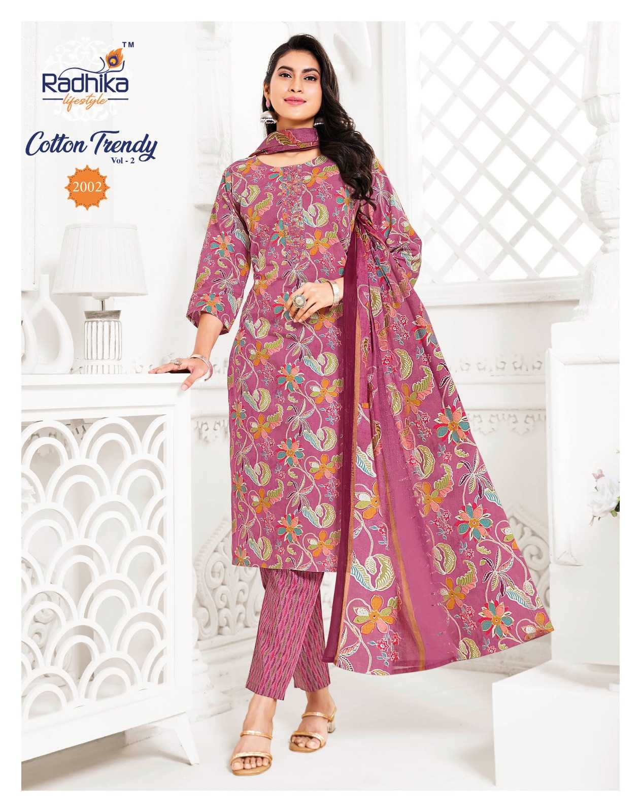 Ynf Pure Cotton RIN190 RADHIKA LIFE STYLE-COTTON TRENDY VOL-2 Setwise Collections Wholesale Kurtis Catalogs Manufacturer