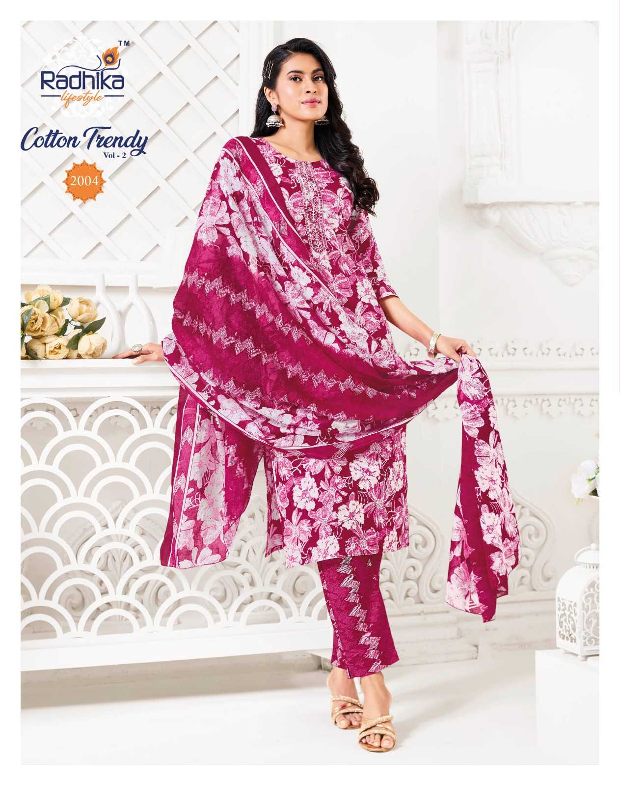Ynf Pure Cotton RIN190 RADHIKA LIFE STYLE-COTTON TRENDY VOL-2 Setwise Collections Wholesale Kurtis Catalogs Manufacturer