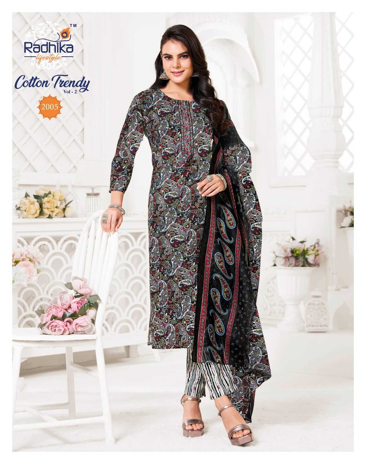 Ynf Pure Cotton RIN190 RADHIKA LIFE STYLE-COTTON TRENDY VOL-2 Setwise Collections Wholesale Kurtis Catalogs Manufacturer
