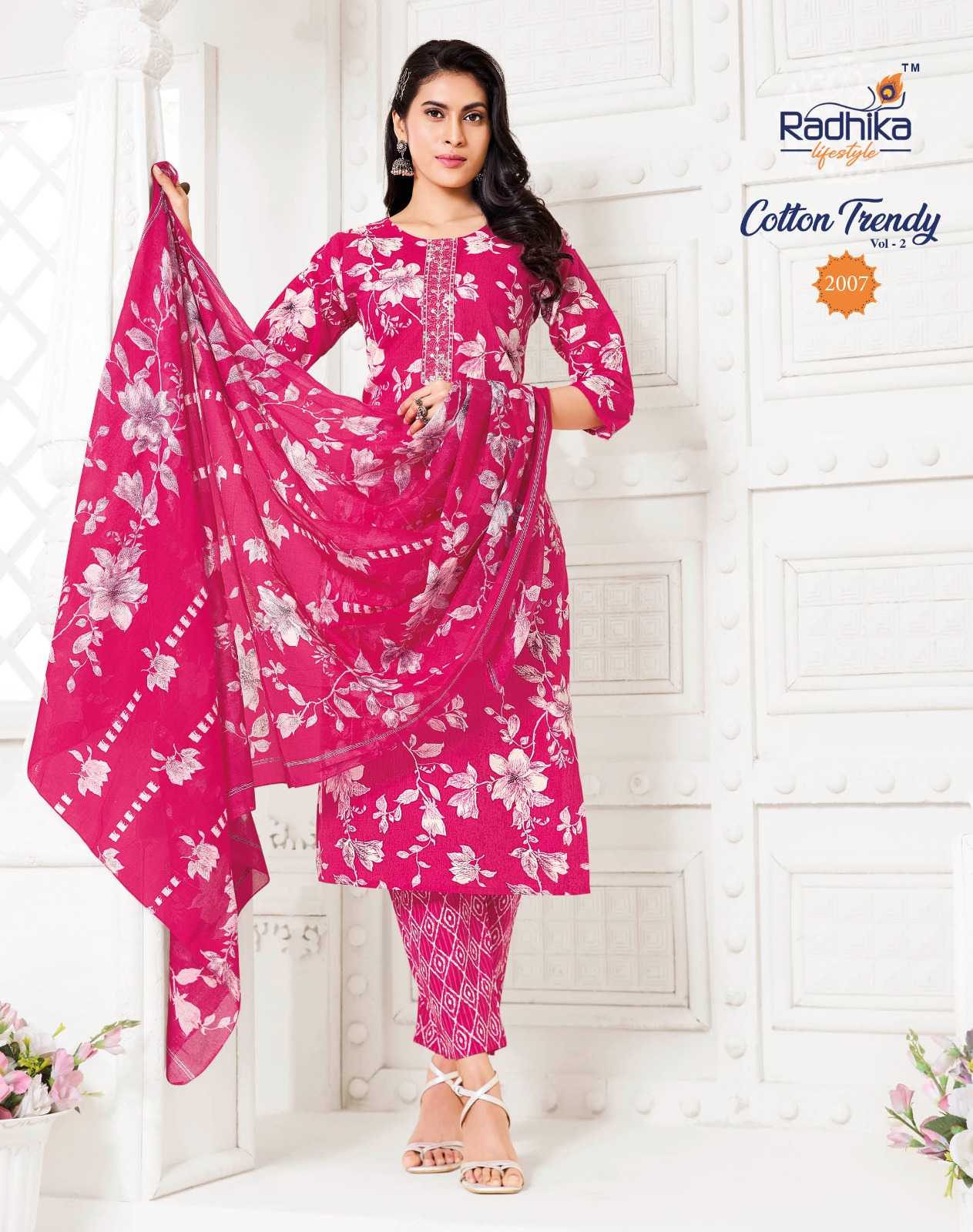 Ynf Pure Cotton RIN190 RADHIKA LIFE STYLE-COTTON TRENDY VOL-2 Setwise Collections Wholesale Kurtis Catalogs Manufacturer