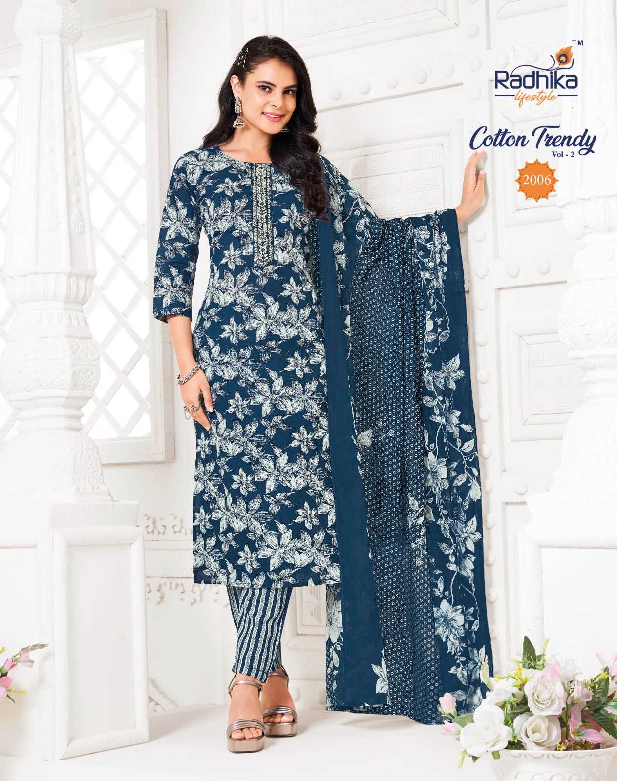 Ynf Pure Cotton RIN190 RADHIKA LIFE STYLE-COTTON TRENDY VOL-2 Setwise Collections Wholesale Kurtis Catalogs Manufacturer
