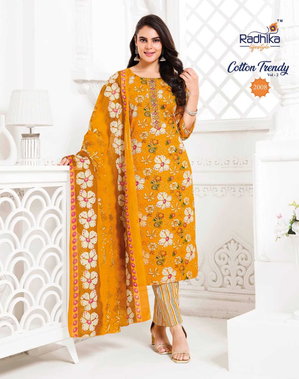 Ynf Pure Cotton RIN190 RADHIKA LIFE STYLE-COTTON TRENDY VOL-2 Setwise Collections Wholesale Kurtis Catalogs Manufacturer
