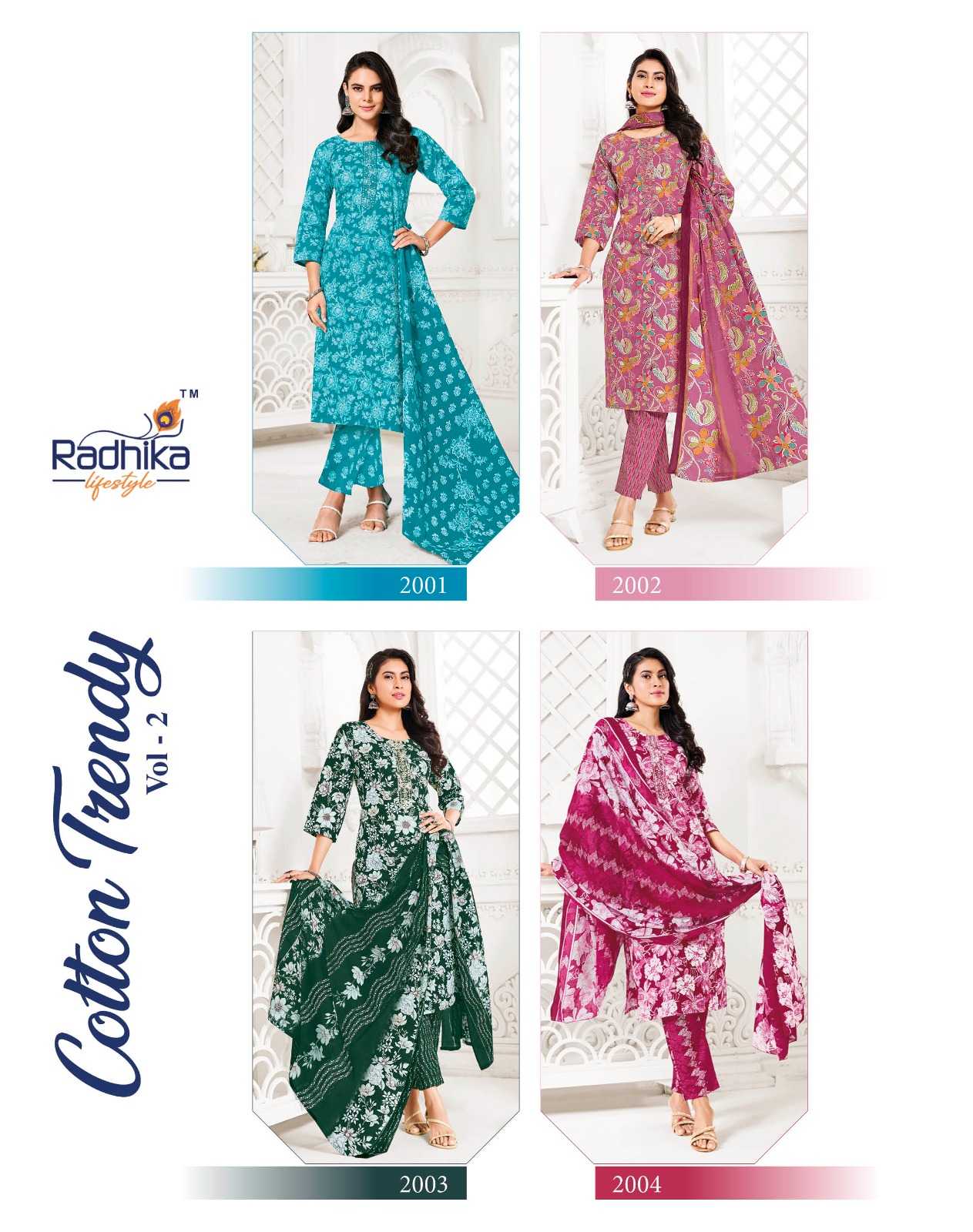 Ynf Pure Cotton RIN190 RADHIKA LIFE STYLE-COTTON TRENDY VOL-2 Setwise Collections Wholesale Kurtis Catalogs Manufacturer