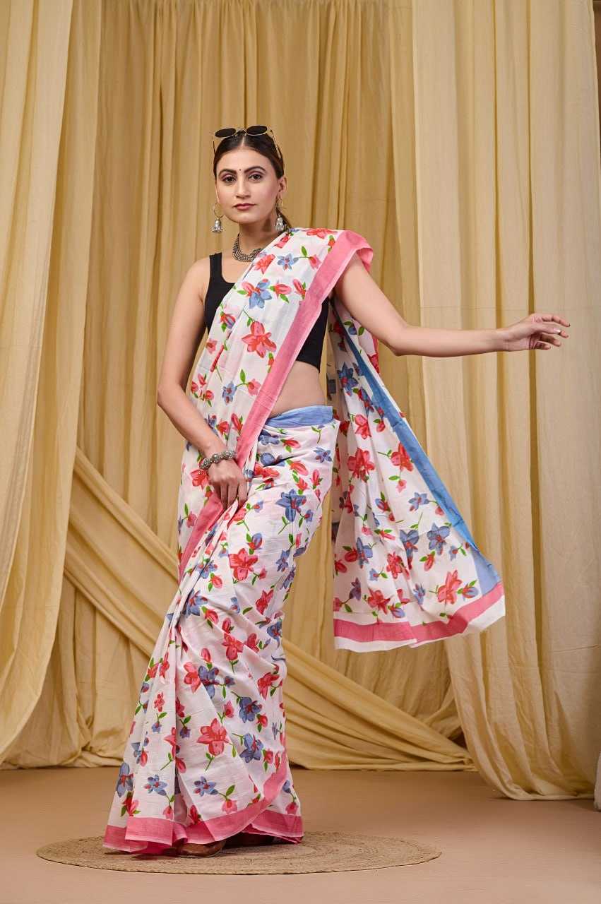 Ynf Pure Cotton RIN229 108 Sarees Wholesale Printed Cotton Saree Cotton Sarees Mulmul Cotton Sarees Manufacturer