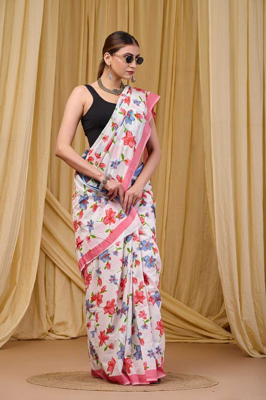 Ynf Pure Cotton RIN229 108 Sarees Wholesale Printed Cotton Saree Cotton Sarees Mulmul Cotton Sarees Manufacturer