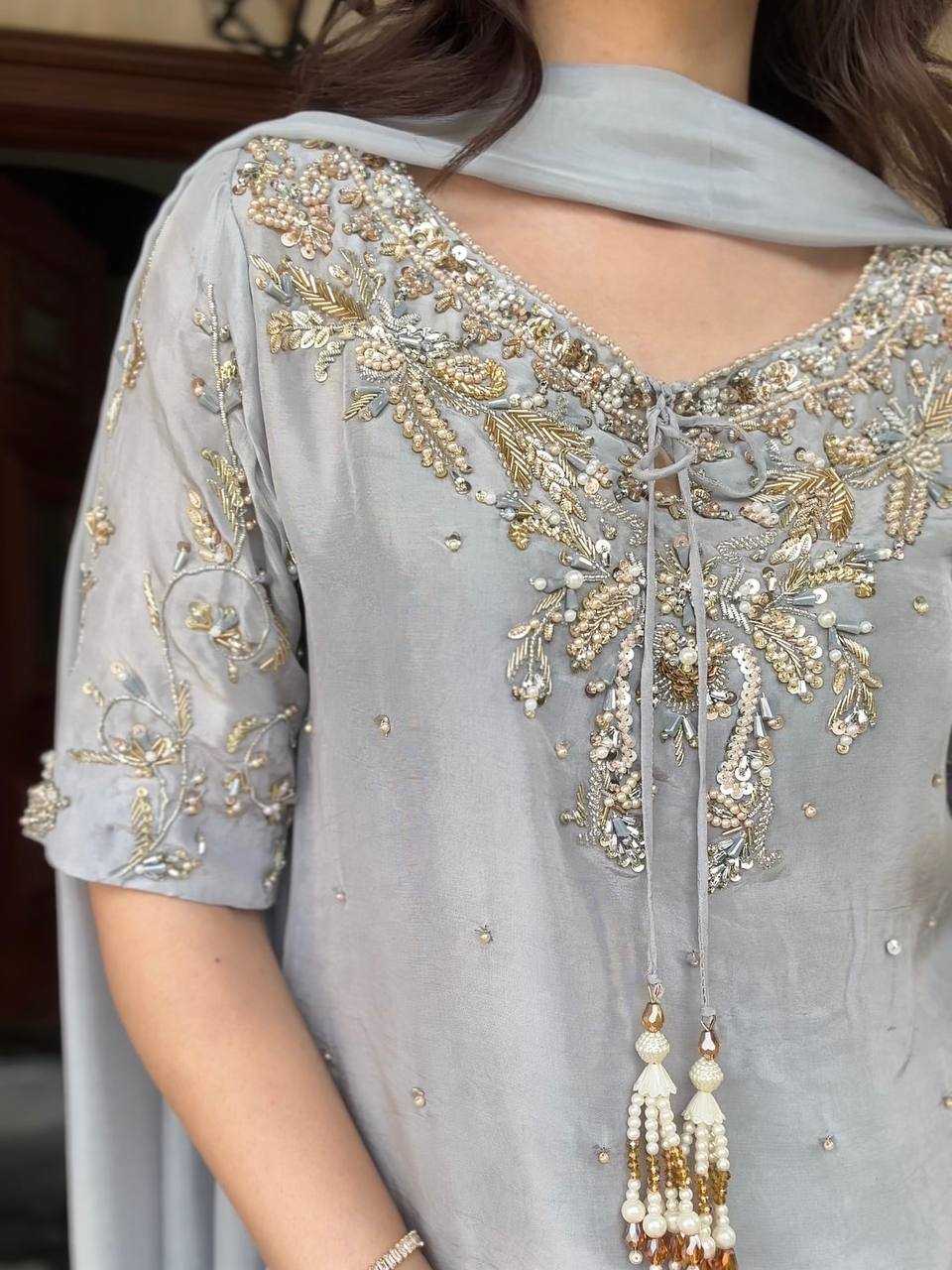 Ynf Pure Crepe KESH141 208 Suits & Dresses Wedding Collections Festive Collections Wholesale Embroidery Suits Palazzo Suit Wedding Outfits Manufacturer