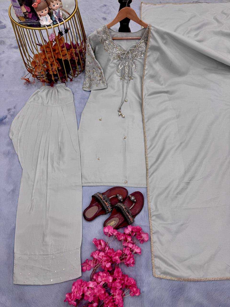 Ynf Pure Crepe KESH141 208 Suits & Dresses Wedding Collections Festive Collections Wholesale Embroidery Suits Palazzo Suit Wedding Outfits Manufacturer