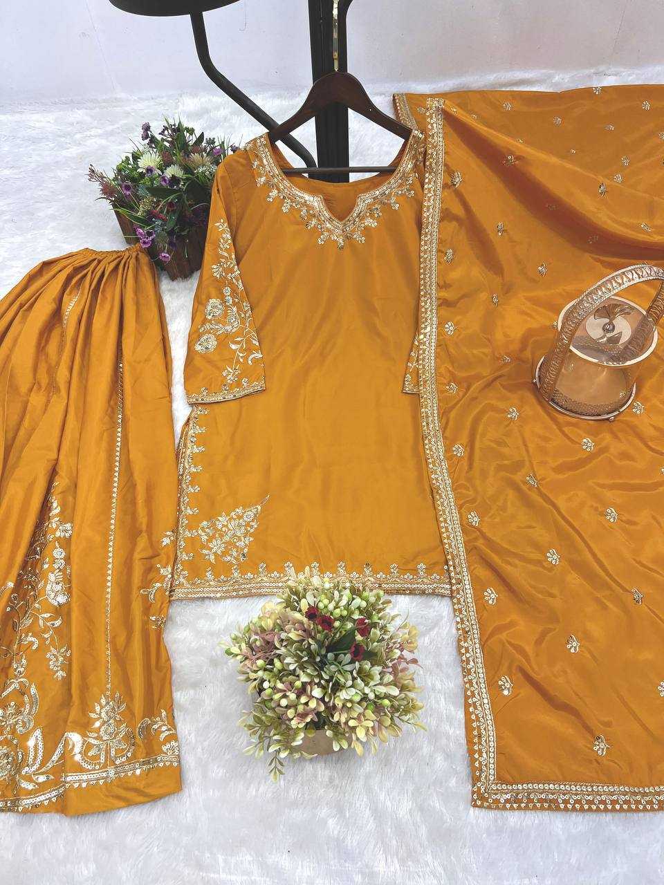 Ynf Pure Crepe KESH159 1037 Suits & Dresses Wedding Collections Festive Collections Wholesale Palazzo Suit Embroidered Suits Haldi Outfits Manufacturer