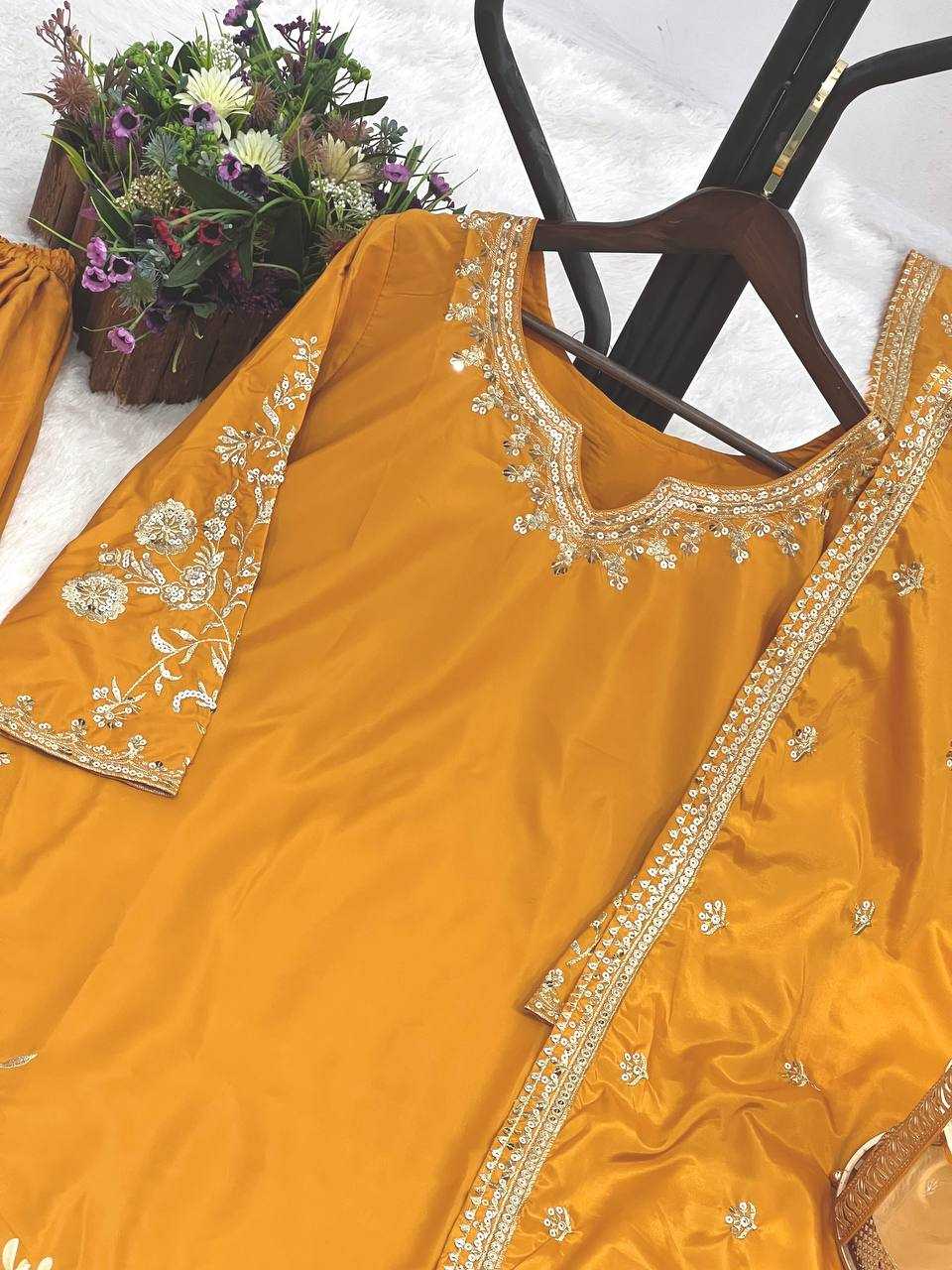 Ynf Pure Crepe KESH159 1037 Suits & Dresses Wedding Collections Festive Collections Wholesale Palazzo Suit Embroidered Suits Haldi Outfits Manufacturer