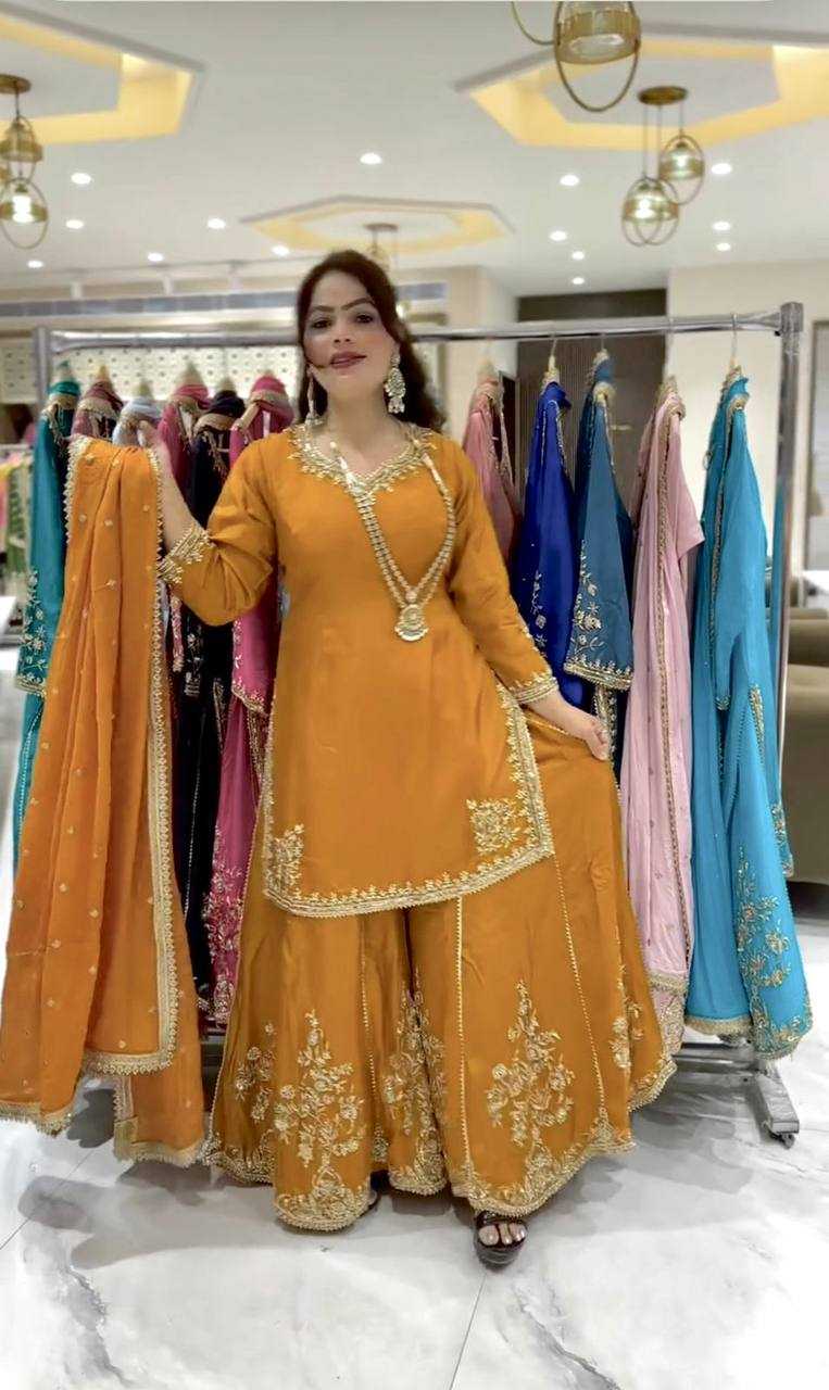 Ynf Pure Crepe KESH159 1037 Suits & Dresses Wedding Collections Festive Collections Wholesale Palazzo Suit Embroidered Suits Haldi Outfits Manufacturer