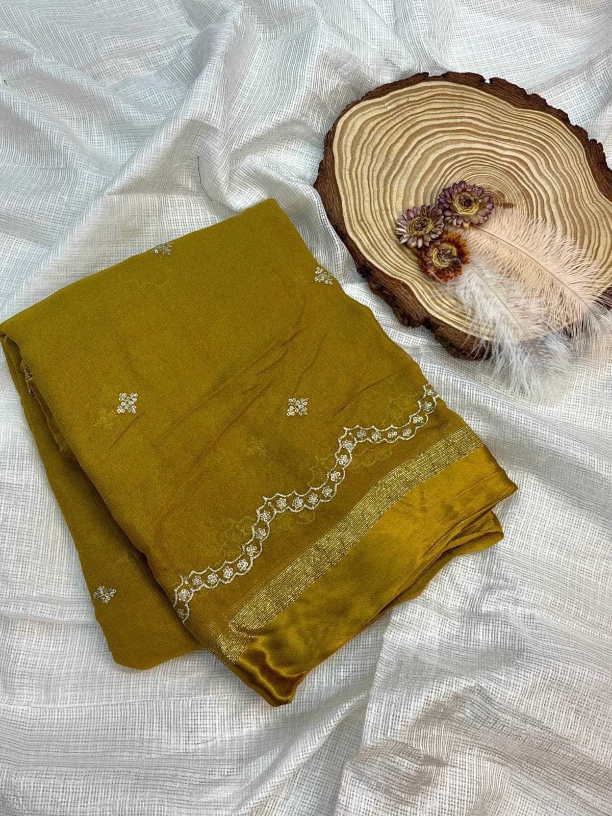 Ynf Pure Viscos RIN178 Satin Embroidery Sarees Wedding Collections Wholesale Georgette Sarees Embroidered Sarees Viscose Saree Manufacturer