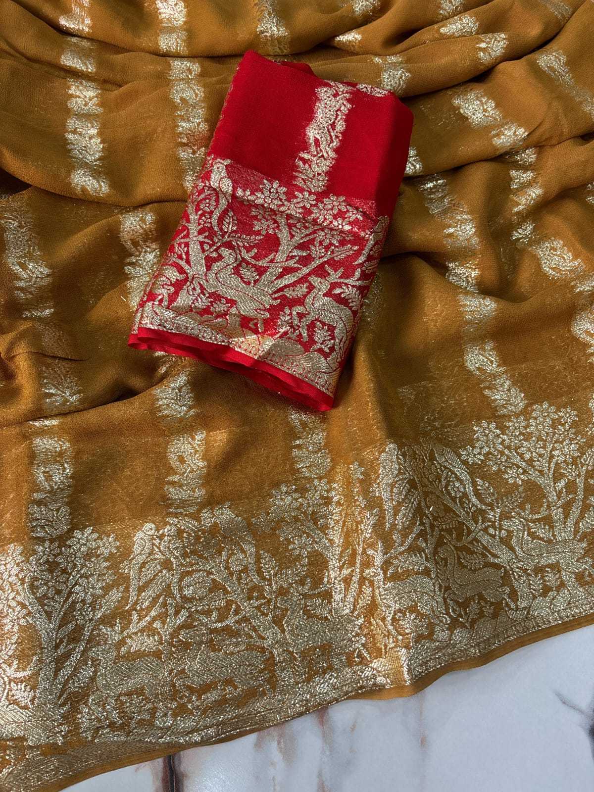 Ynf Pure Viscos RIN178 tiger pattern Sarees Wedding Collections Festive Collections Wholesale Designer Sarees Georgette Sarees Viscose Saree Manufacturer