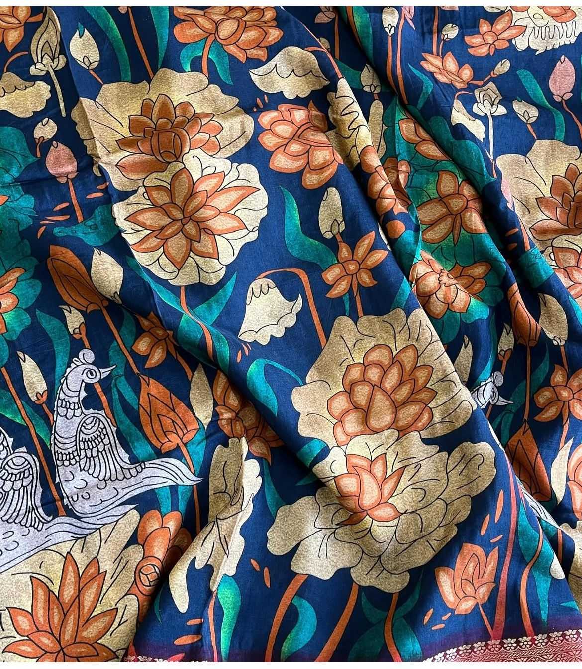 Ynf Pure Viscos RIN203 elegant Sarees Wedding Collections Festive Collections Wholesale Printed Sarees Kalamkari Sarees Viscose Saree Manufacturer