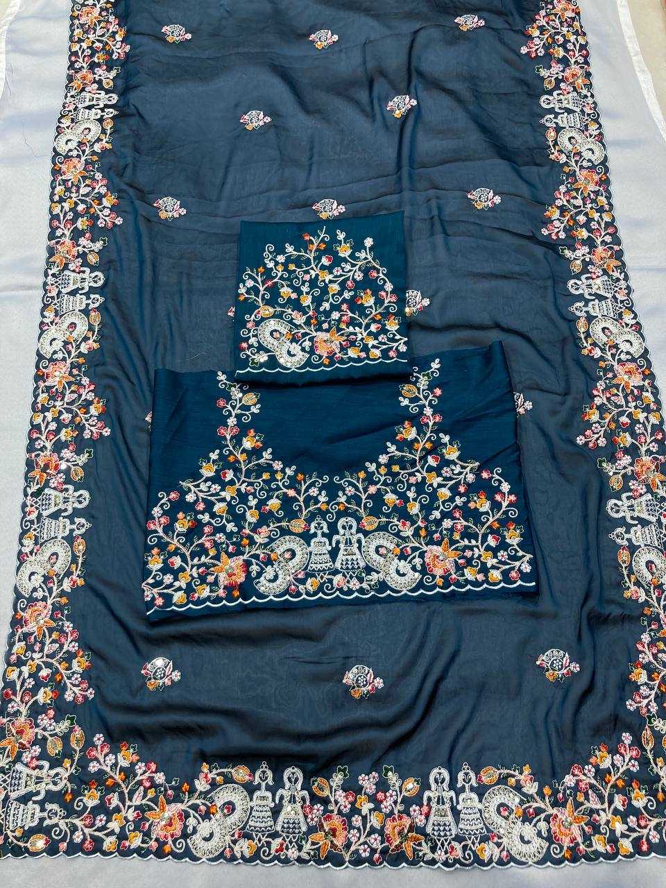 Ynf Rangoli Silk RIN188 Swastik Sarees Wholesale Party Wear Sarees Fancy Sarees Embroidered Sarees Lace Border Sarees Manufacturer