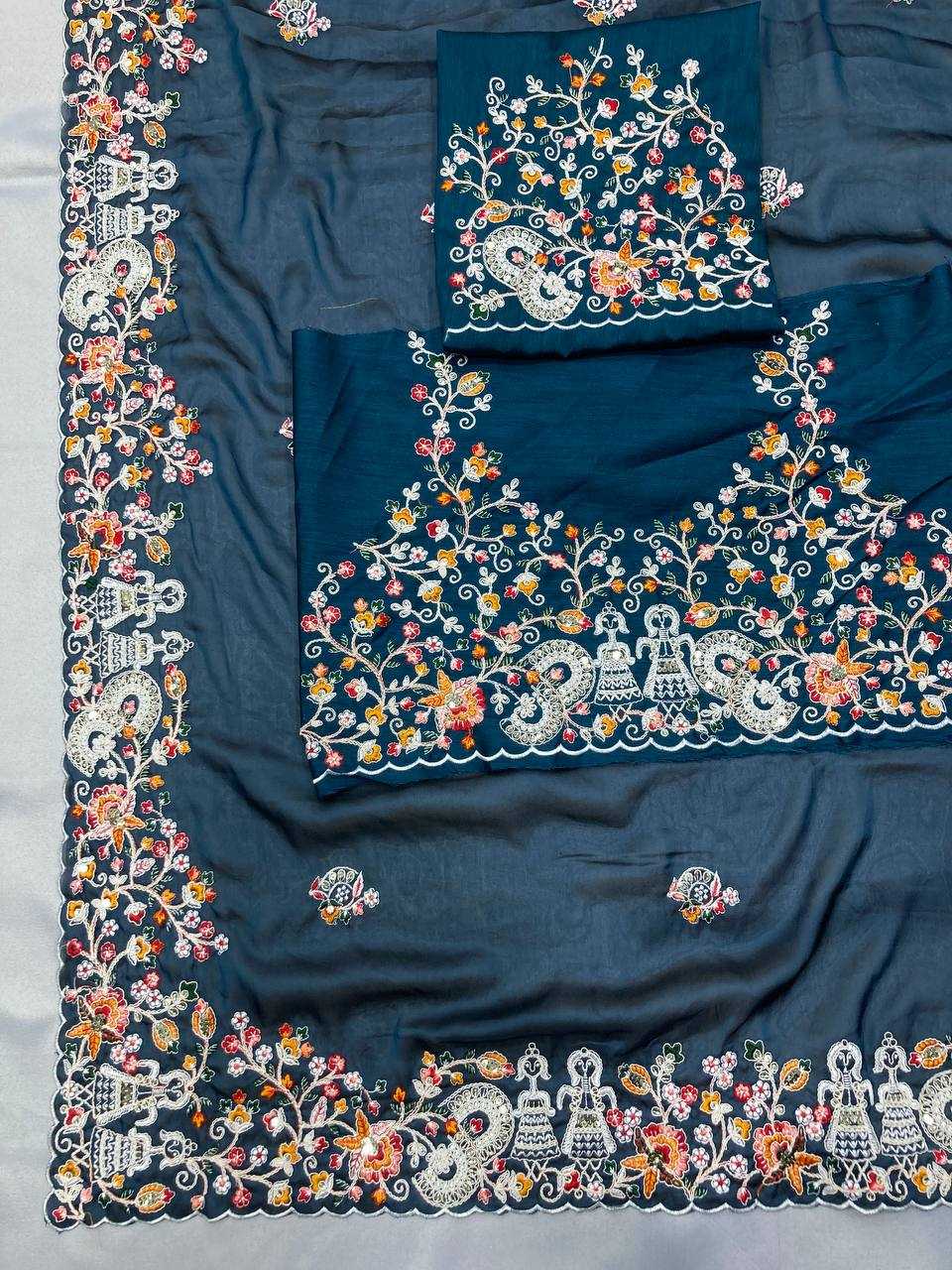 Ynf Rangoli Silk RIN188 Swastik Sarees Wholesale Party Wear Sarees Fancy Sarees Embroidered Sarees Lace Border Sarees Manufacturer