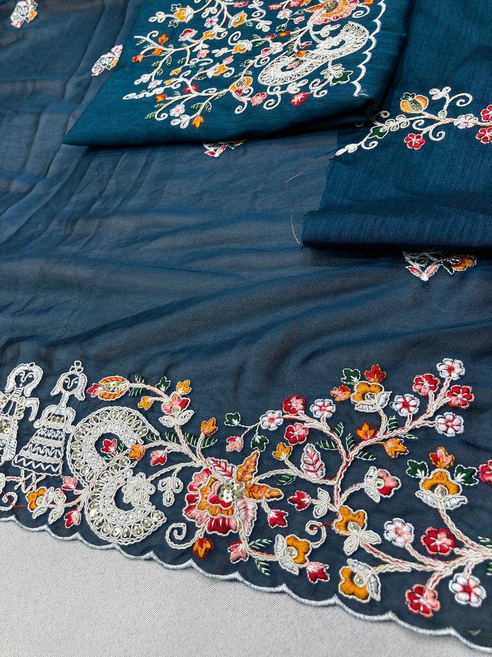 Ynf Rangoli Silk RIN188 Swastik Sarees Wholesale Party Wear Sarees Fancy Sarees Embroidered Sarees Lace Border Sarees Manufacturer