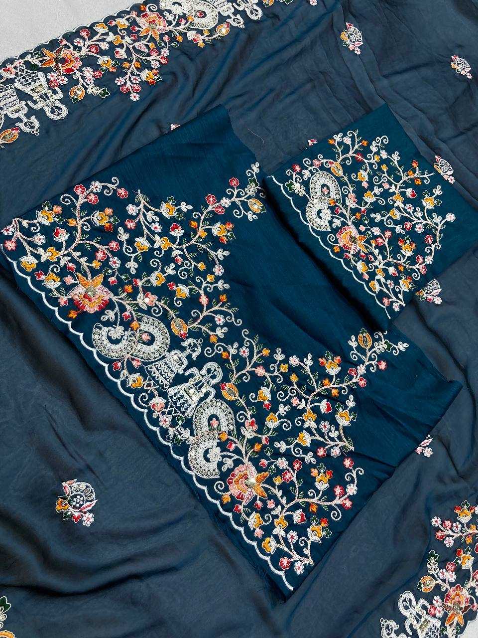 Ynf Rangoli Silk RIN188 Swastik Sarees Wholesale Party Wear Sarees Fancy Sarees Embroidered Sarees Lace Border Sarees Manufacturer