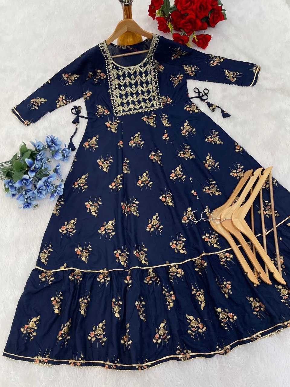 Ynf Rayon KESH510 1107 Gowns Plus Size Collections Wholesale Embroidery Gowns Designer Gowns Manufacturer