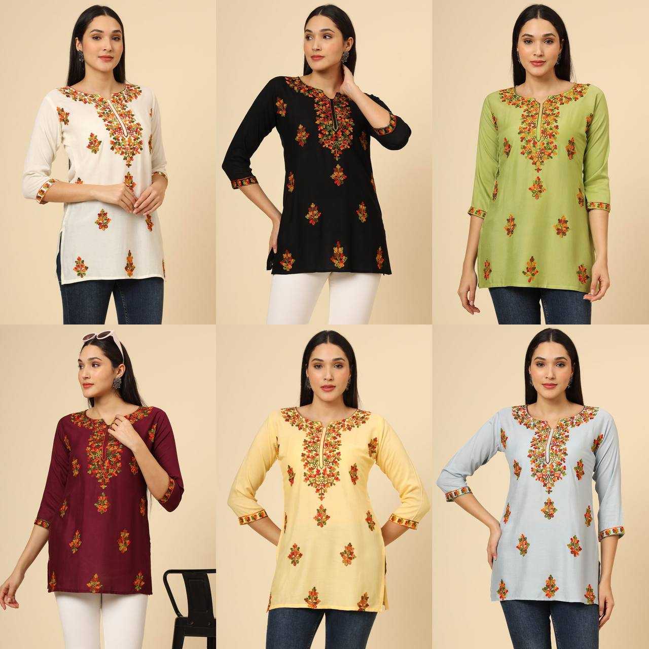 Ynf Rayon RIN188 Navratri Special Kurti Western Wears Festive Collections Wholesale Casual Kurtis Rayon Kurtis Chikankari Kurtis Manufacturer