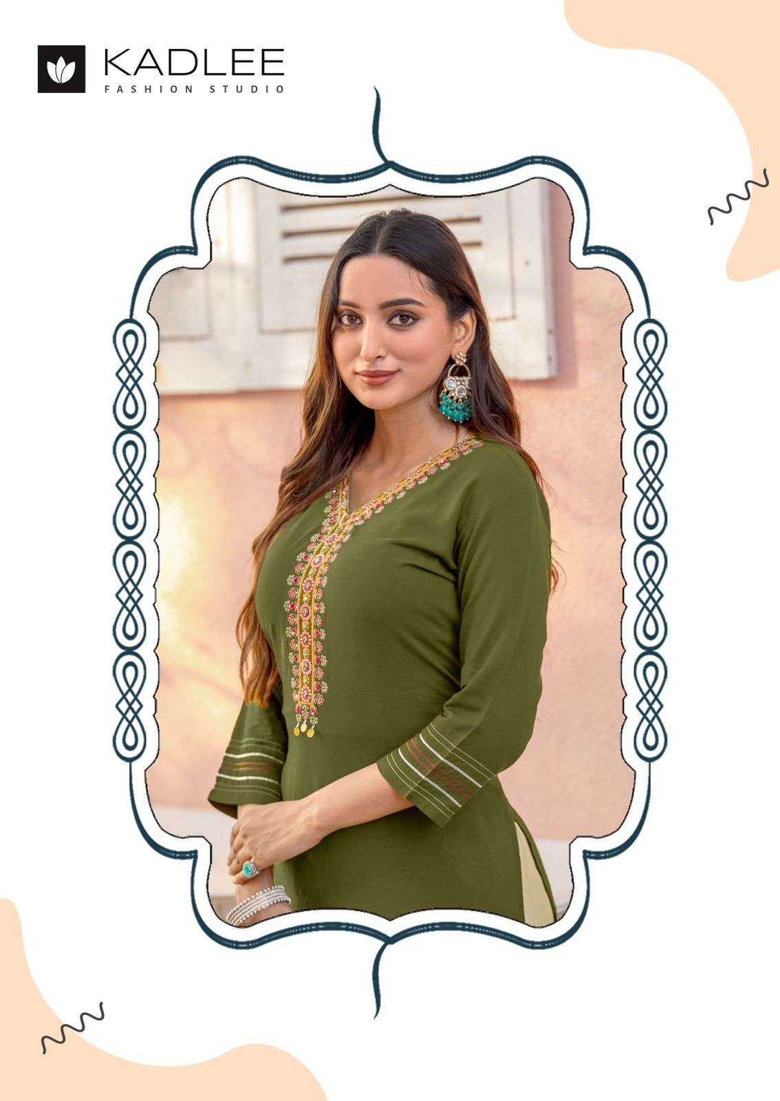 Ynf Rayon RIN190 KADLEE-Kaveri Vol 2 Setwise Collections Wholesale Kurtis Catalogs Manufacturer