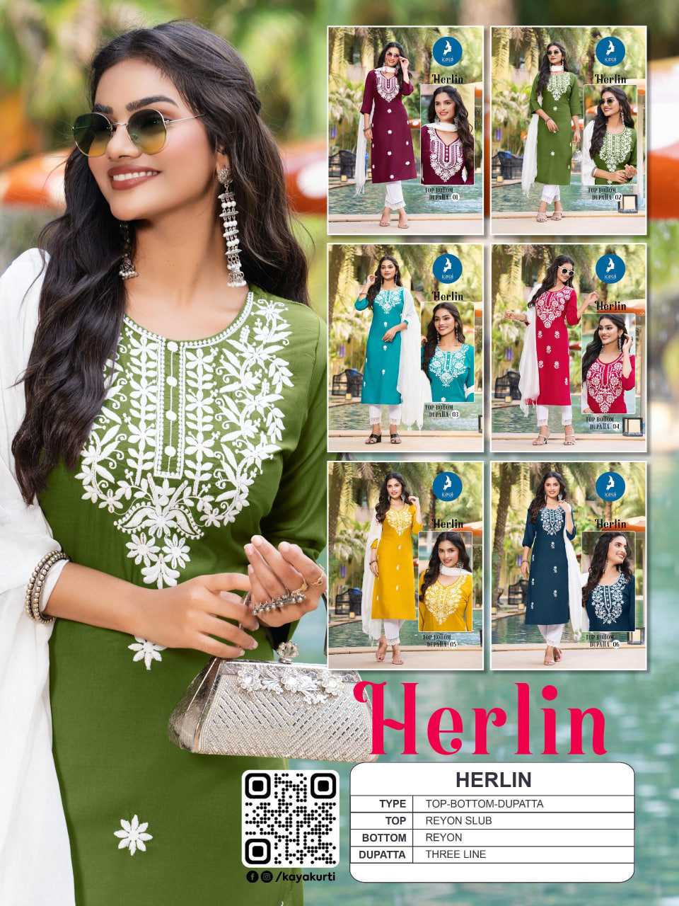 Ynf Rayon RIN190 KAYA HERLIN Setwise Collections Wholesale Kurtis Catalogs Manufacturer