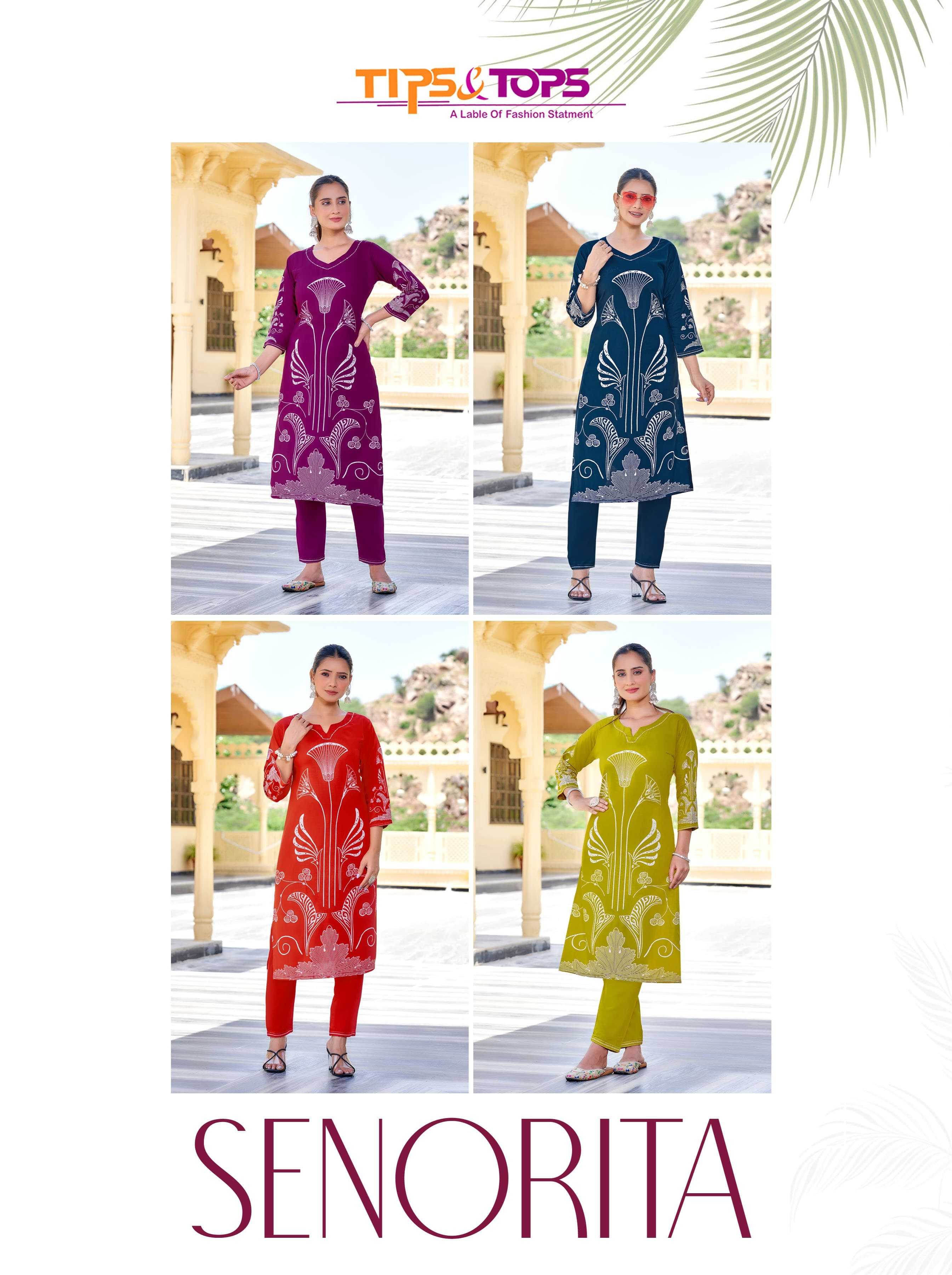 Ynf Rayon RIN190 SENORITA Setwise Collections Wholesale Kurtis Catalogs Manufacturer