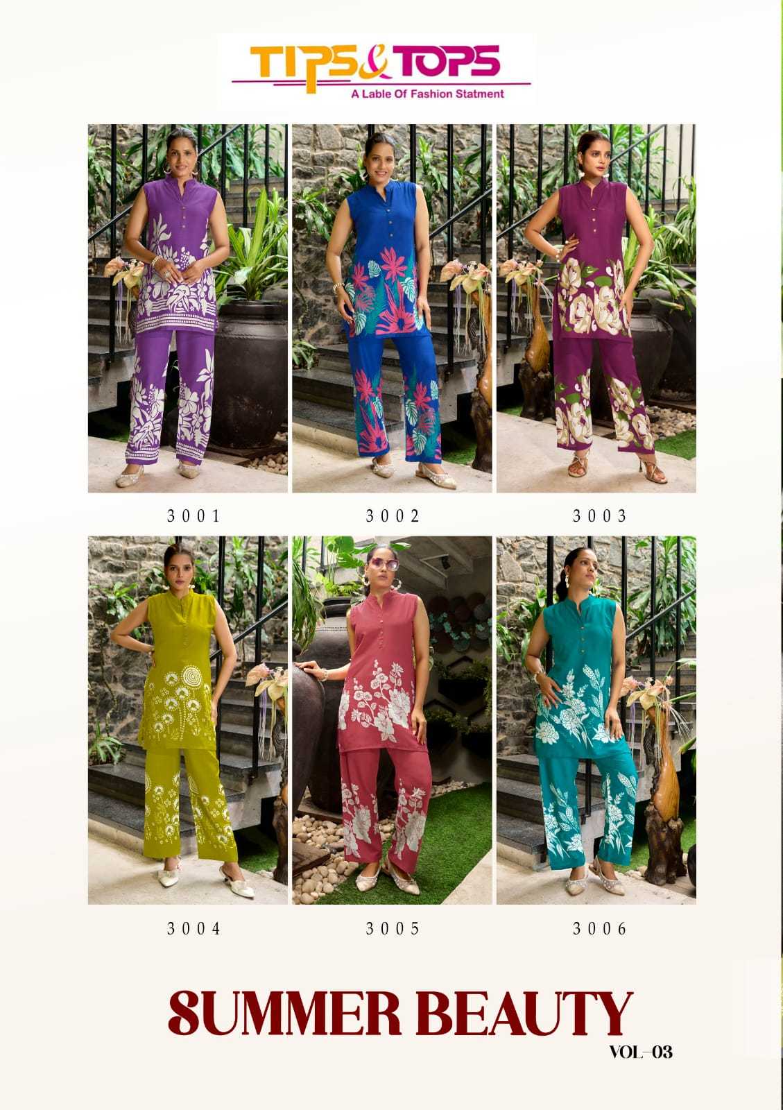 Ynf Rayon RIN190 TIPS & TOPS-SUMMER BEAUTY Vol Setwise Collections Wholesale Kurtis Catalogs Manufacturer