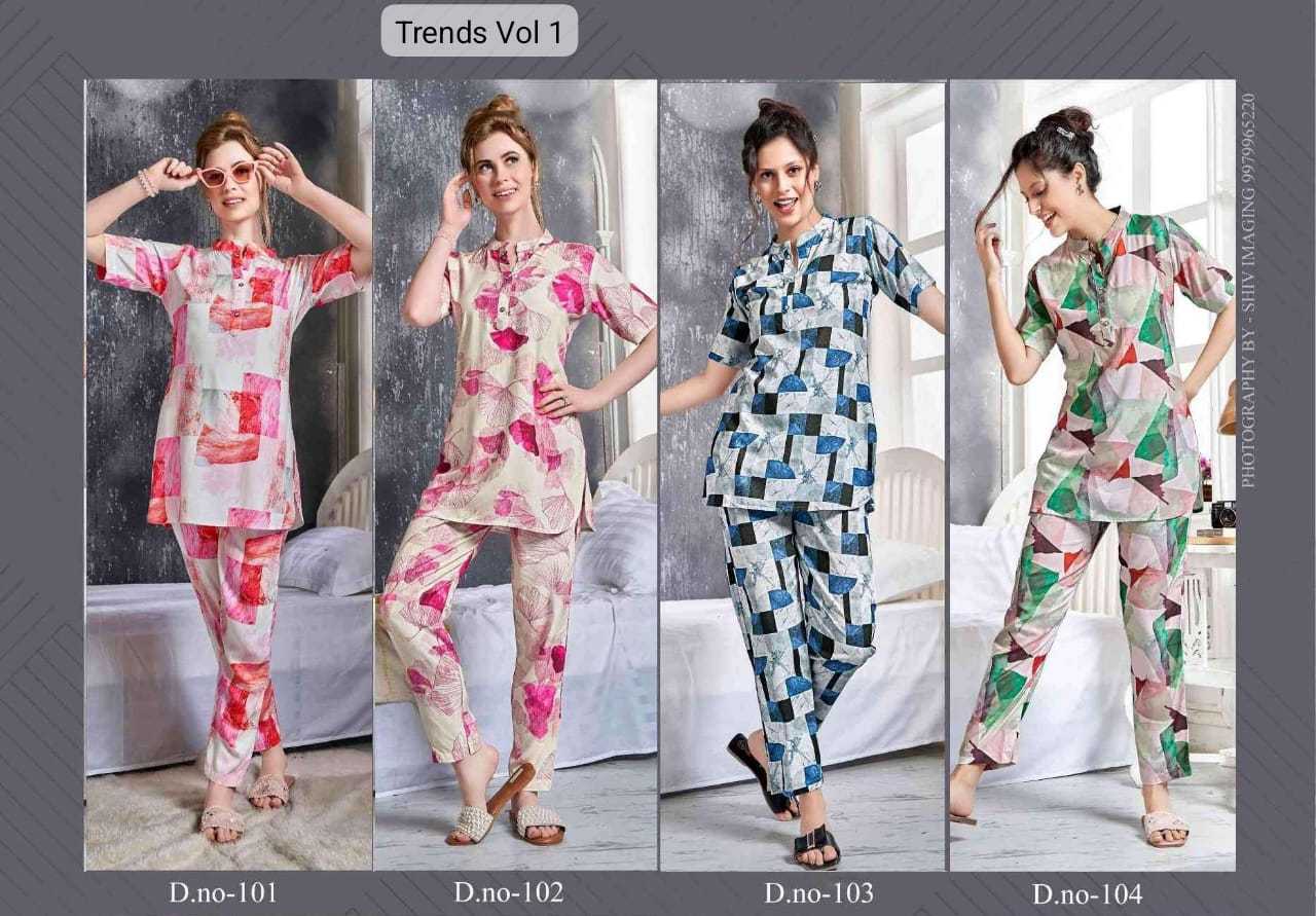 Ynf Rayon RIN190 Trends Vol 1 Setwise Collections Wholesale Night Wear Catalogs Manufacturer