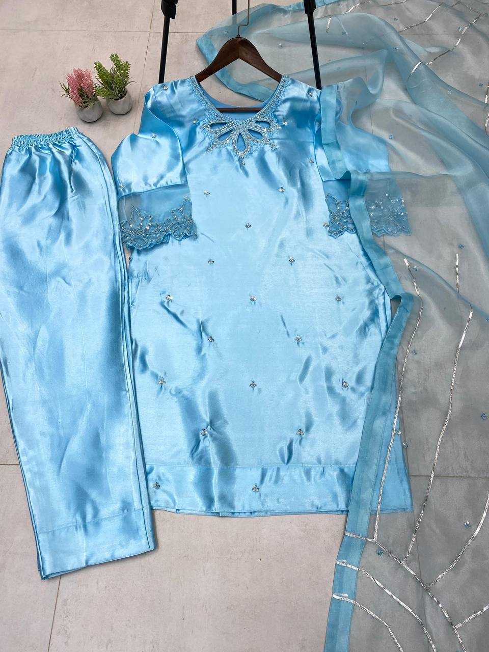Ynf Satin RIN141 1953 Suits & Dresses Western Wears Festive Collections Wholesale Indo Western Dresses Embroidery Suits Designer Suits Manufacturer