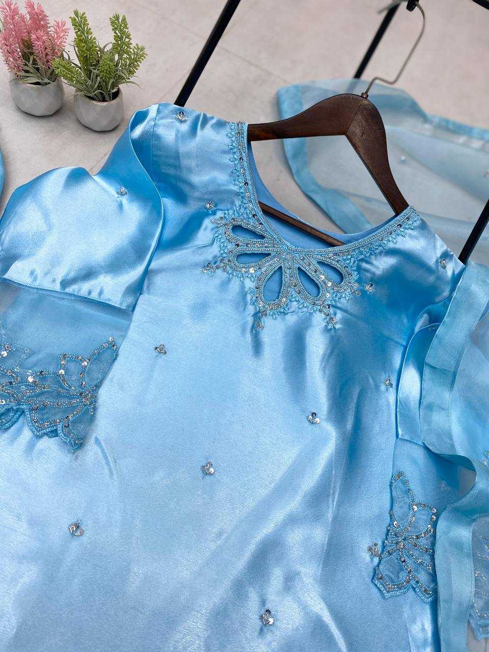 Ynf Satin RIN141 1953 Suits & Dresses Western Wears Festive Collections Wholesale Indo Western Dresses Embroidery Suits Designer Suits Manufacturer