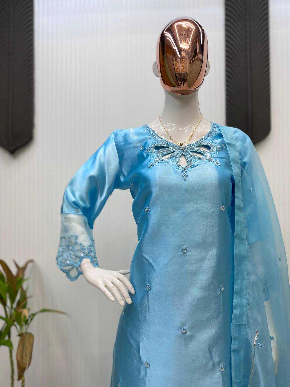 Ynf Satin RIN141 1953 Suits & Dresses Western Wears Festive Collections Wholesale Indo Western Dresses Embroidery Suits Designer Suits Manufacturer