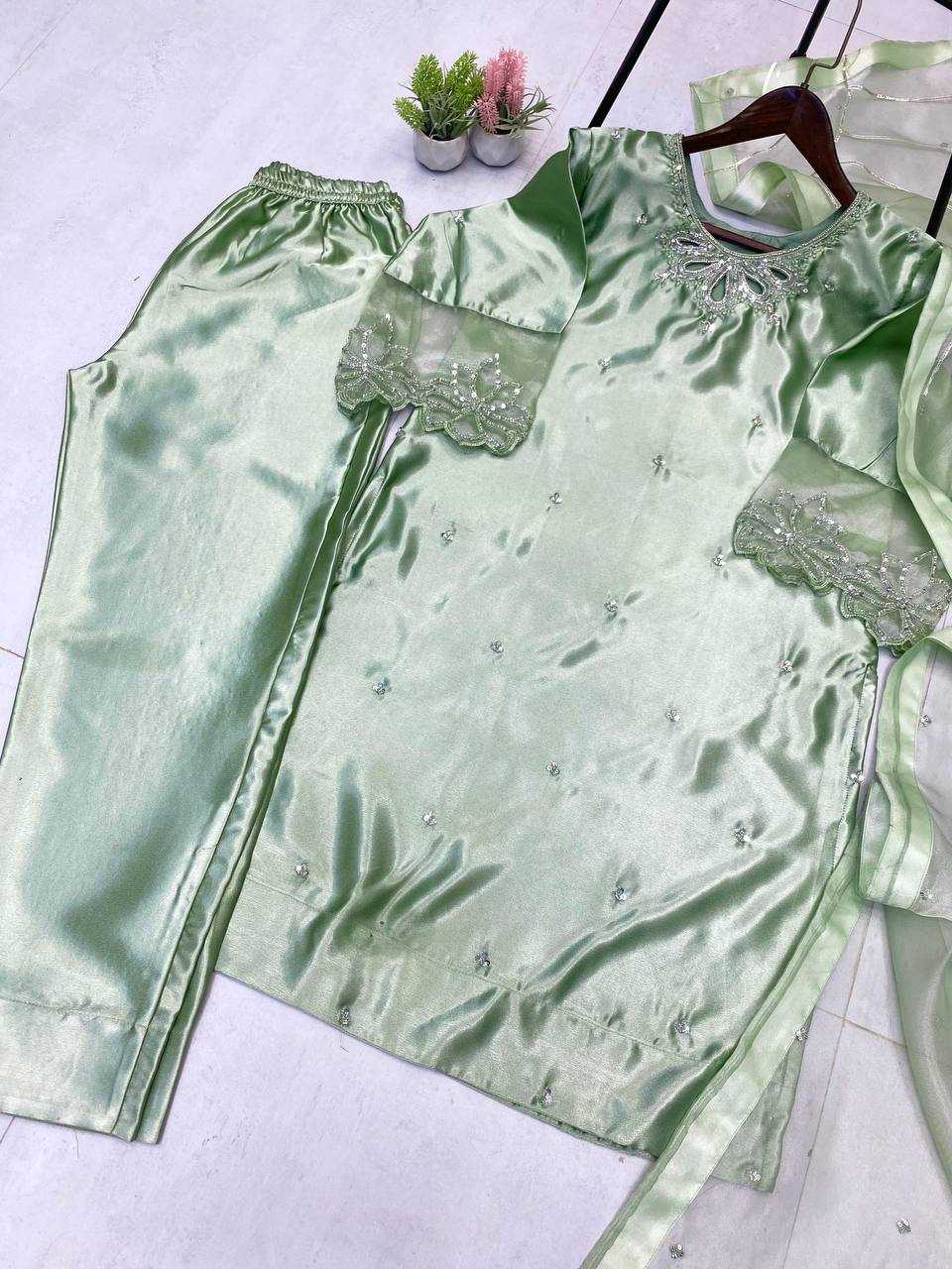 Ynf Satin RIN141 1953 Suits & Dresses Western Wears Festive Collections Wholesale Indo Western Dresses Embroidery Suits Designer Suits Manufacturer