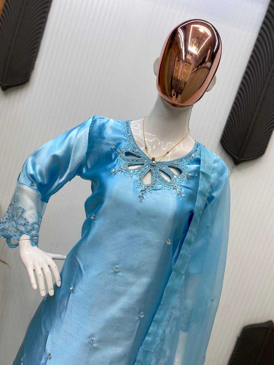 Ynf Satin RIN141 1953 Suits & Dresses Western Wears Festive Collections Wholesale Indo Western Dresses Embroidery Suits Designer Suits Manufacturer