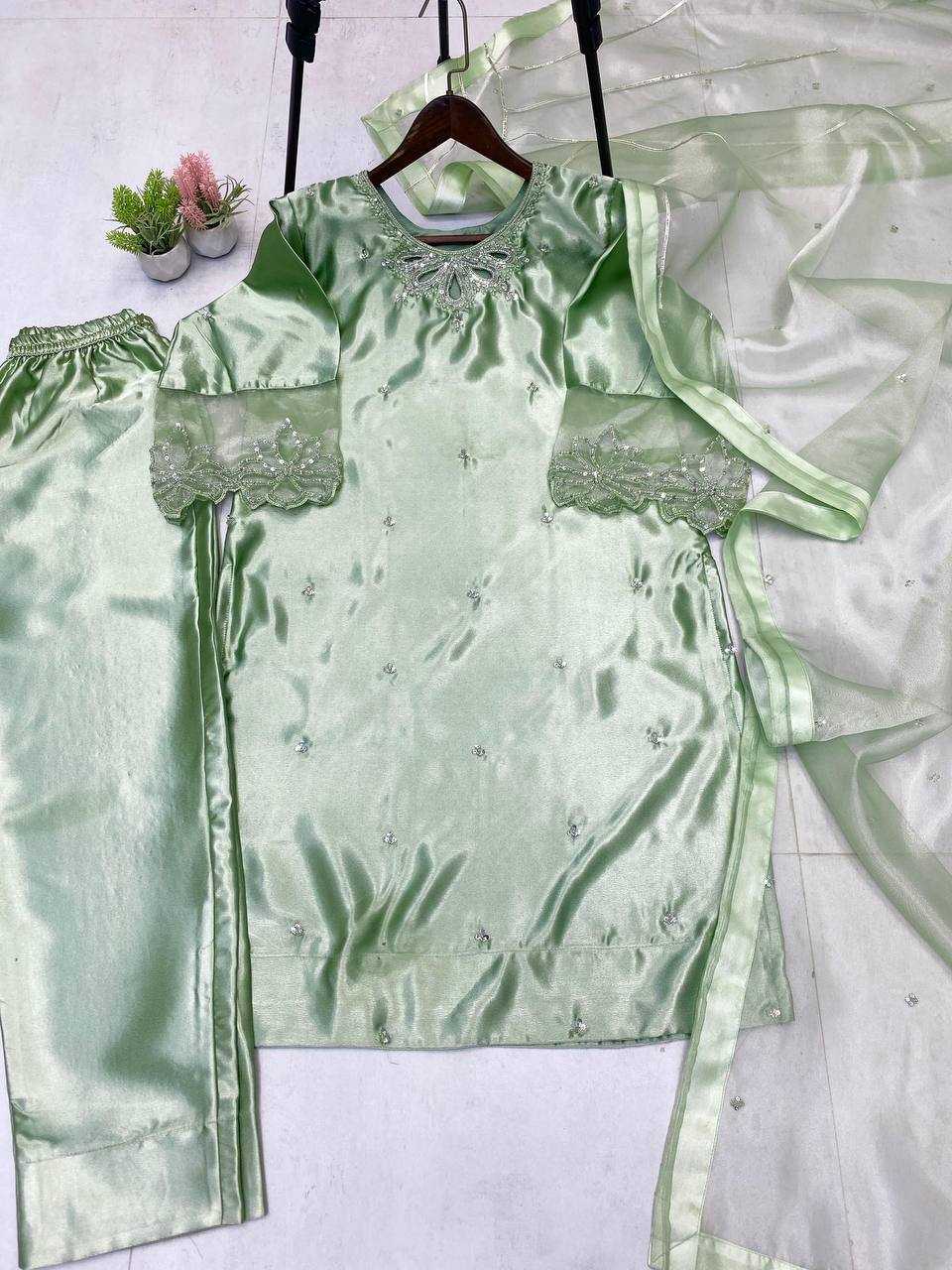 Ynf Satin RIN141 1953 Suits & Dresses Western Wears Festive Collections Wholesale Indo Western Dresses Embroidery Suits Designer Suits Manufacturer