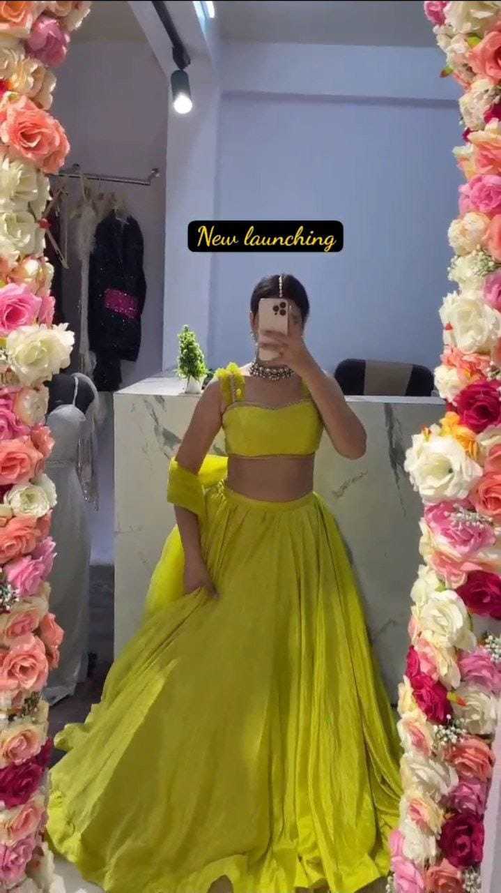Ynf Satin RIN157 5249 Lehengas Festive Collections Plus Size Collections Wholesale Wedding Lehenga Satin Lehenga Yellow Lehenga Manufacturer