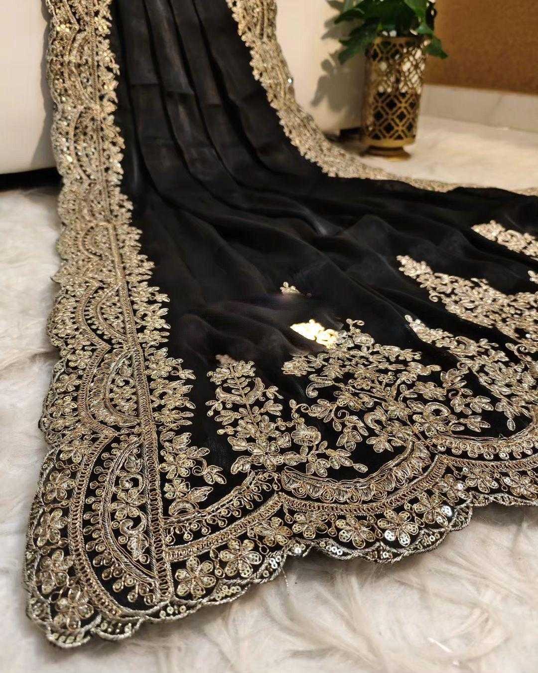 Ynf Satin RIN164 Woww Sarees Wedding Collections Festive Collections Wholesale Organza Sarees Sequence Sarees Black Sarees Manufacturer