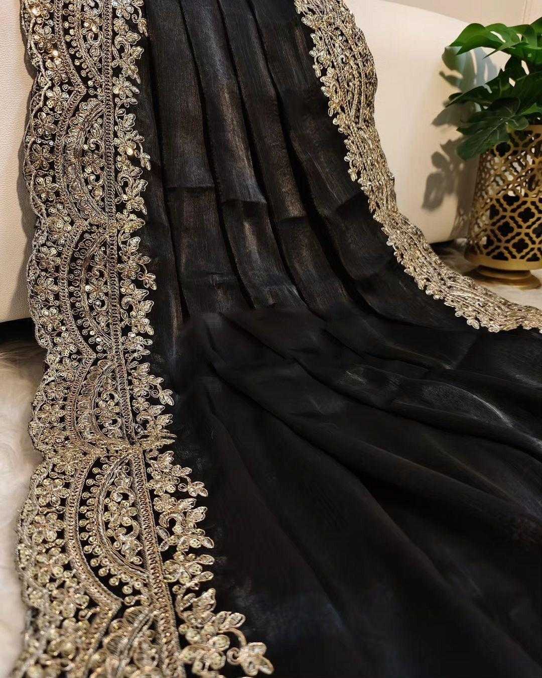 Ynf Satin RIN164 Woww Sarees Wedding Collections Festive Collections Wholesale Organza Sarees Sequence Sarees Black Sarees Manufacturer