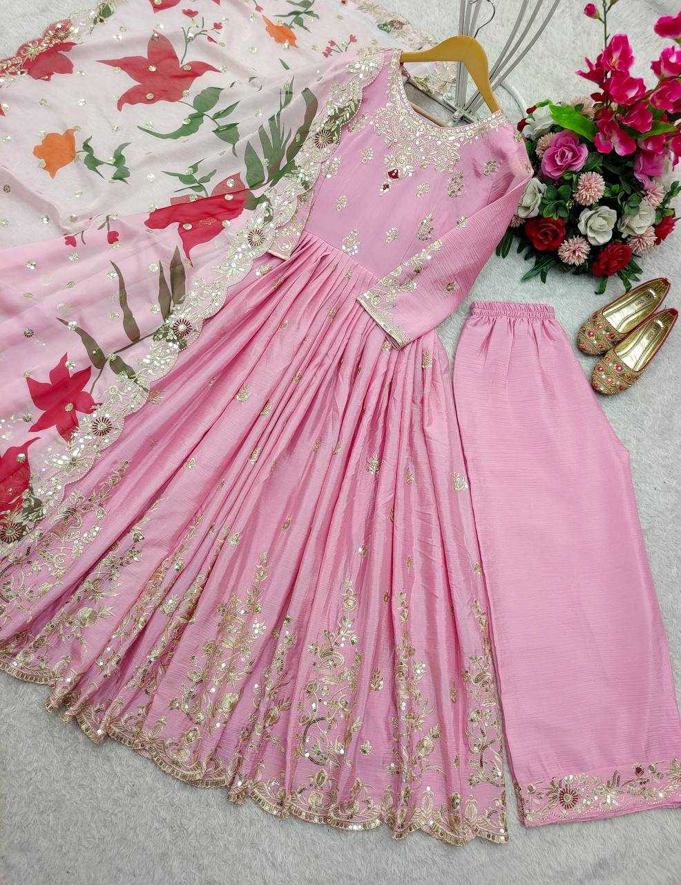 Ynf Satin Silk KESH506 144 Gowns Wholesale Fancy Gowns Embroidery Gowns Designer Gowns Manufacturer