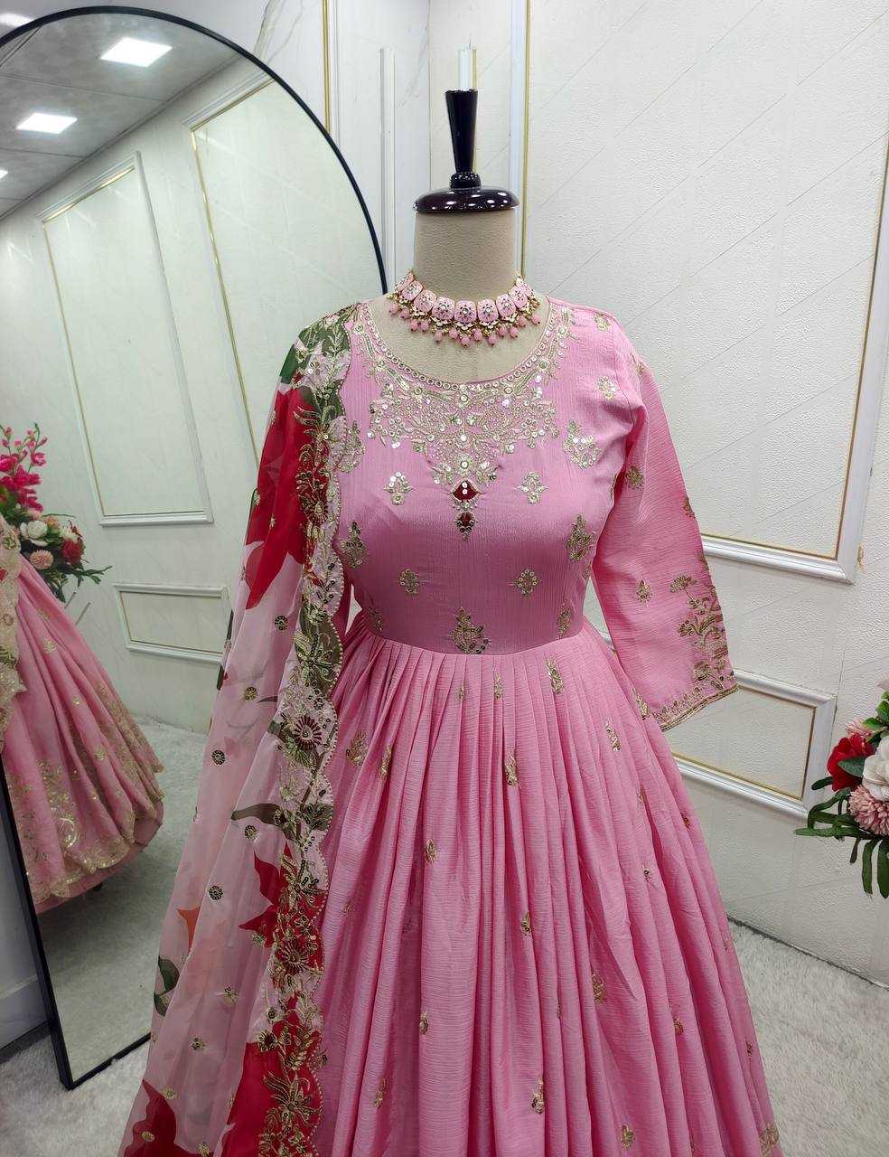 Ynf Satin Silk KESH506 144 Gowns Wholesale Fancy Gowns Embroidery Gowns Designer Gowns Manufacturer