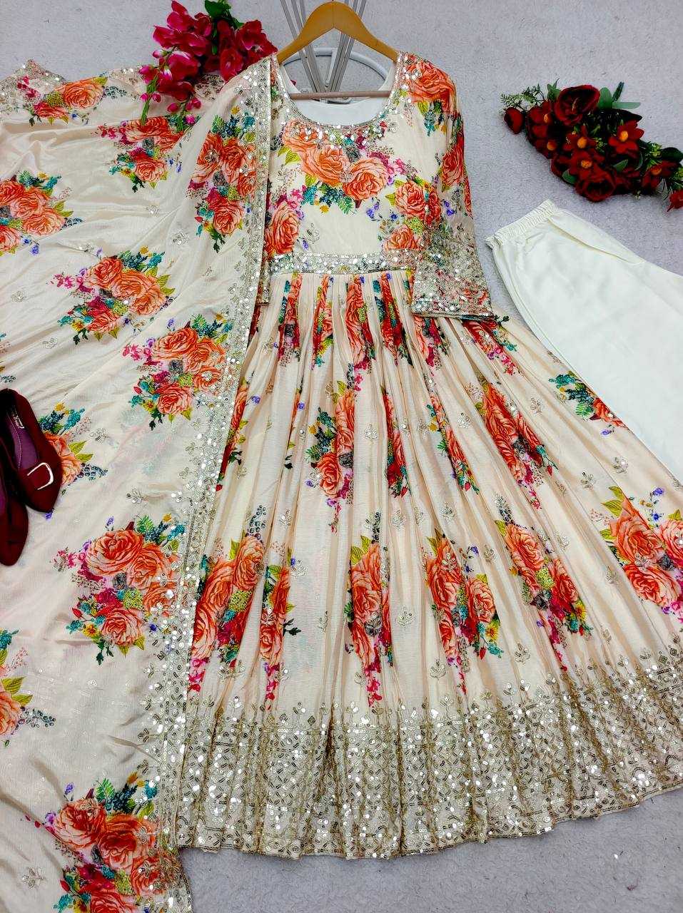 Ynf Satin Silk KESH506 8018 Gowns Wedding Collections Festive Collections Wholesale Printed Gowns Embroidery Gowns Satin Gowns Manufacturer