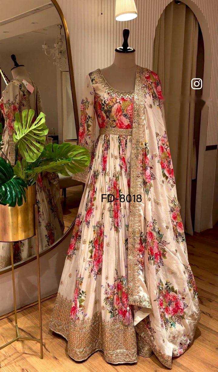 Ynf Satin Silk KESH506 8018 Gowns Wedding Collections Festive Collections Wholesale Printed Gowns Embroidery Gowns Satin Gowns Manufacturer