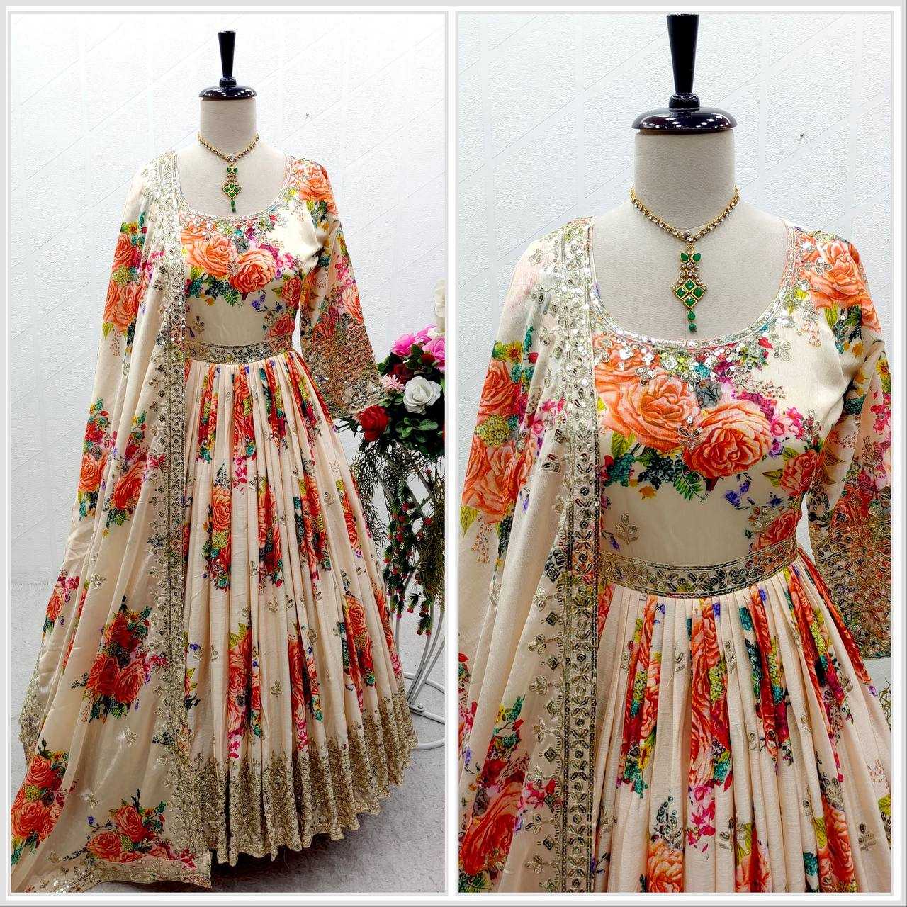 Ynf Satin Silk KESH506 8018 Gowns Wedding Collections Festive Collections Wholesale Printed Gowns Embroidery Gowns Satin Gowns Manufacturer