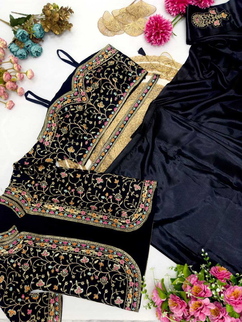 Ynf Satin Silk KESH516 9243 Sarees Wholesale Ready To Wear Sarees Party Wear Sarees Fancy Sarees Sequence Sarees Embroidered Sarees Manufacturer