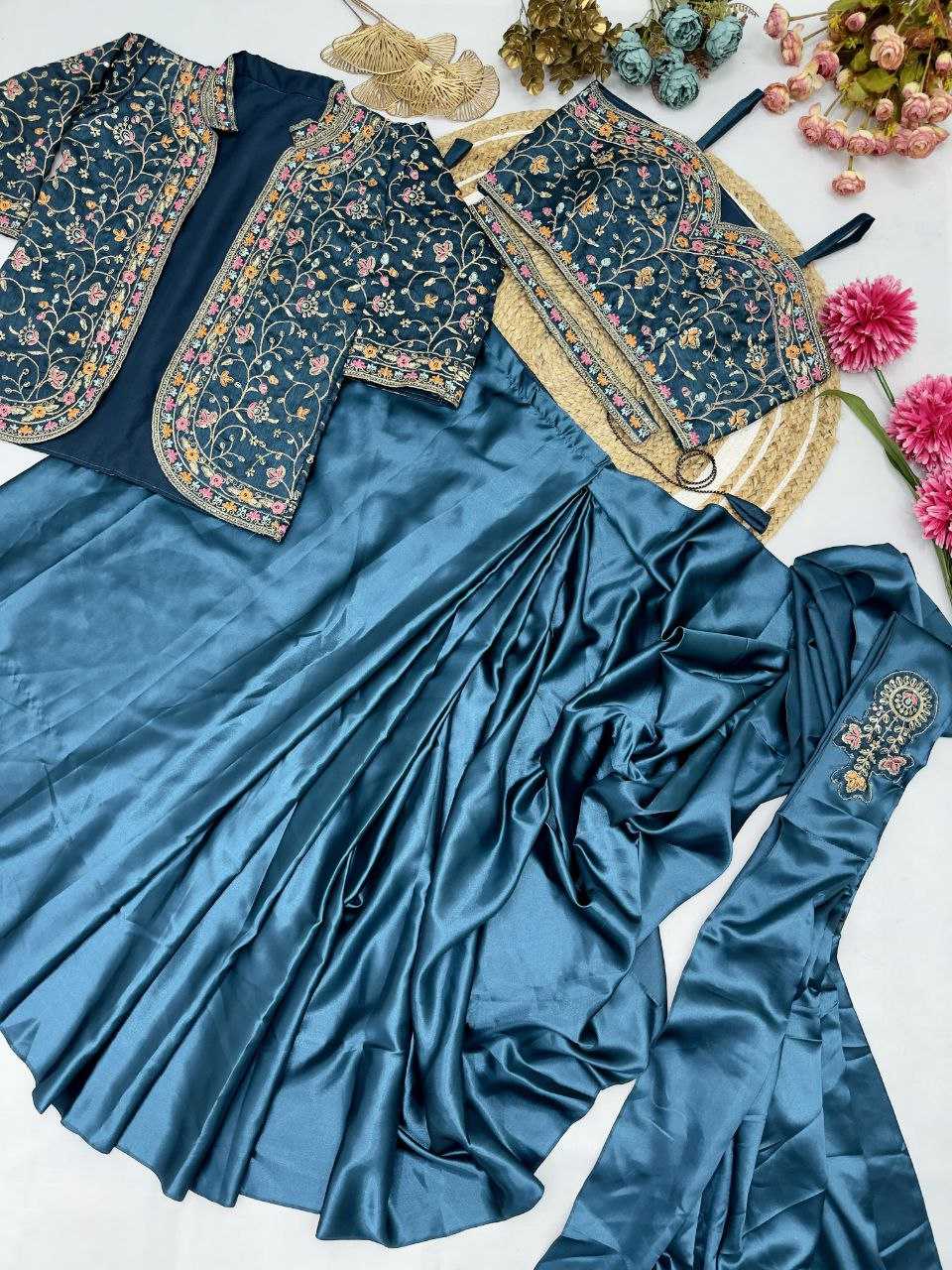 Ynf Satin Silk KESH516 9243 Sarees Wholesale Ready To Wear Sarees Party Wear Sarees Fancy Sarees Sequence Sarees Embroidered Sarees Manufacturer