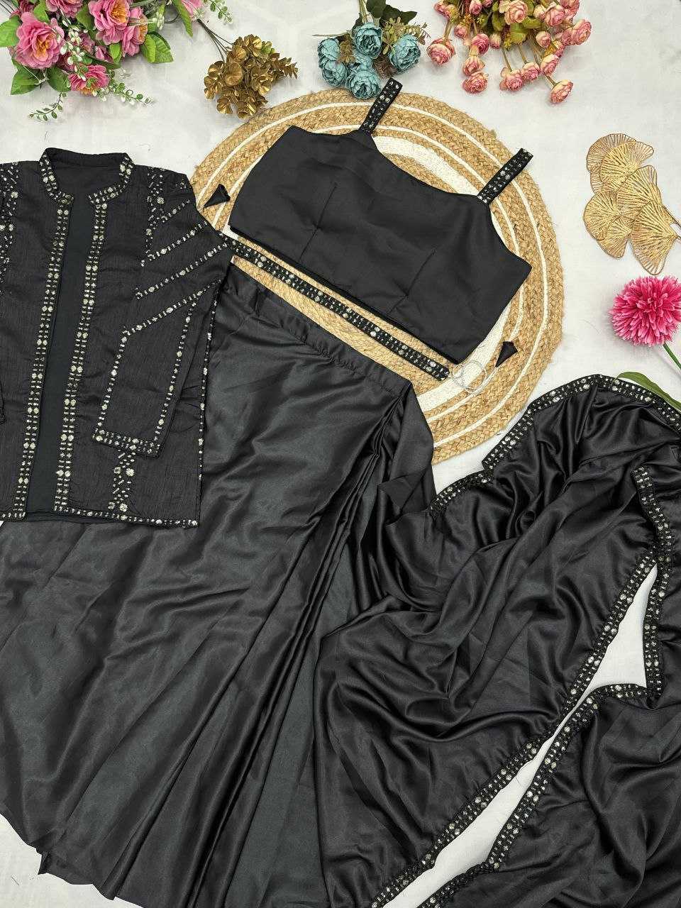 Ynf Satin Silk KESH516 9248 Sarees Wholesale Ready To Wear Sarees Party Wear Sarees Fancy Sarees Embroidered Sarees Manufacturer