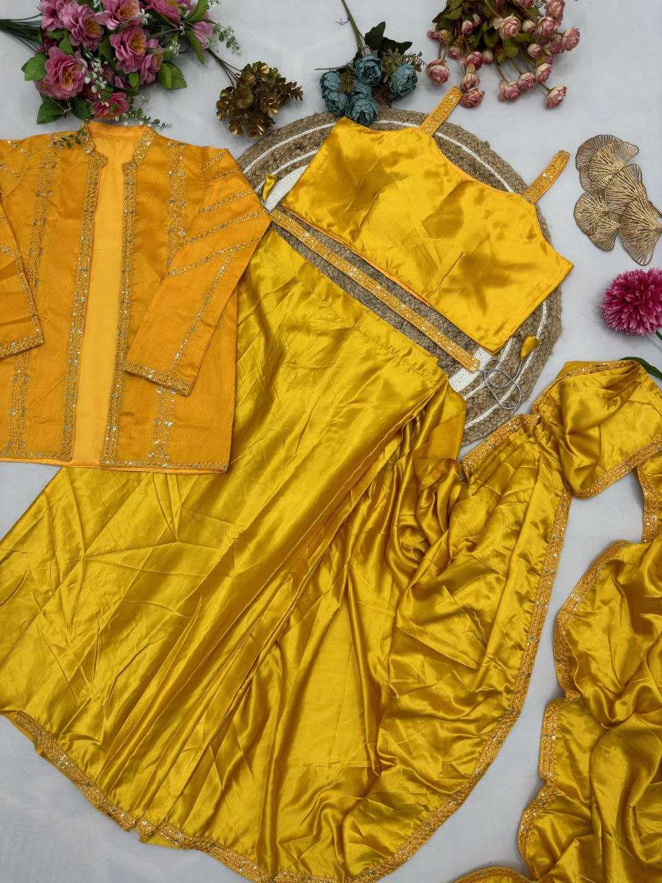 Ynf Satin Silk KESH516 9248 Sarees Wholesale Ready To Wear Sarees Party Wear Sarees Fancy Sarees Embroidered Sarees Manufacturer