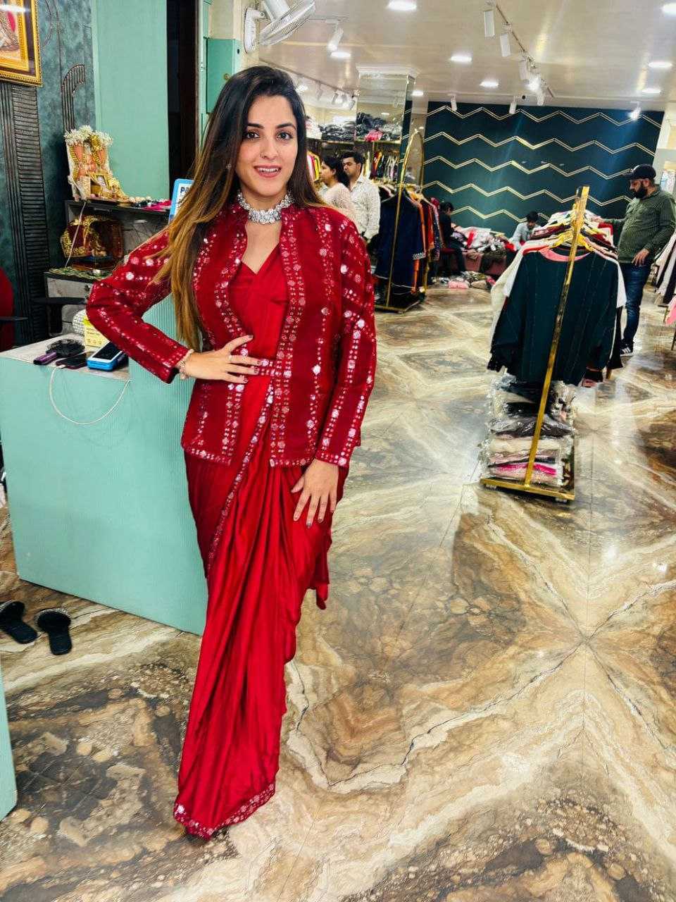 Ynf Satin Silk KESH516 9248 Sarees Wholesale Ready To Wear Sarees Party Wear Sarees Fancy Sarees Embroidered Sarees Manufacturer